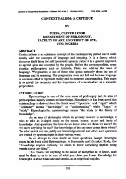 Contextualism is an epistemic concept of the contemporary period