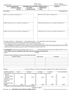 Uniform Child Support Order, FOC 10