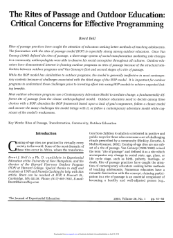 Bell 2003 Rite of passage in education