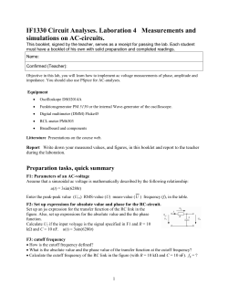 IF1330 Circuit Analyses. Laboration 4 Measurements and