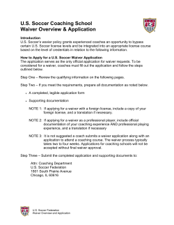 US Soccer Coaching School Waiver Application