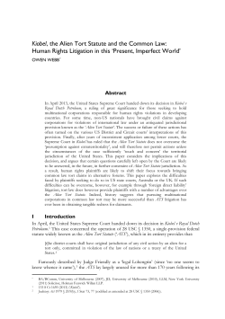 Kiobel, the Alien Tort Statute and the Common Law: Human
