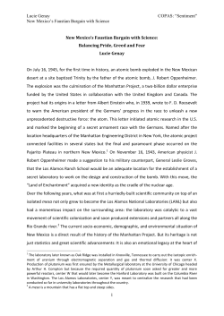 New Mexico`s Faustian Bargain with Science 1 New Mexico`s