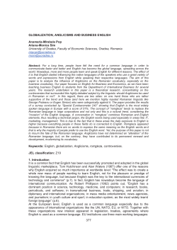 377 GLOBALIZATION, ANGLICISMS AND BUSINESS ENGLISH