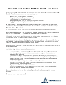 PREPARING YOUR PERSONAL/FINANCIAL INFORMATION BINDER