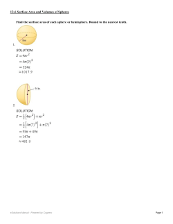 12-6 Surface Area and Volumes of Spheres p884 1