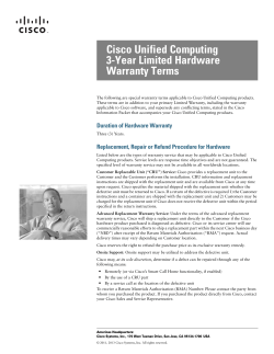 Cisco Unified Computing 3-Year Limited Hardware Warranty Terms