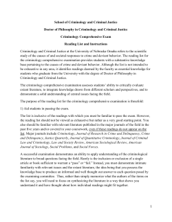 Criminology Reading List - University of Nebraska Omaha