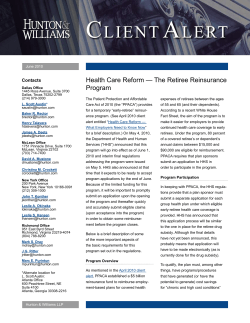 Health Care Reform &mdash; The Retiree Reinsurance Program