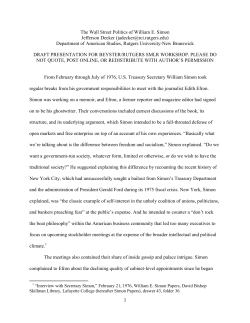 The Wall Street Politics of William E. Simon Jefferson Decker