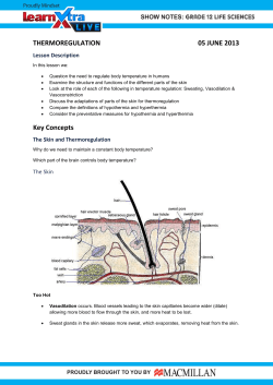 THERMOREGULATION 05 JUNE 2013 Key Concepts