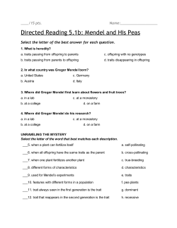 Directed Reading 5.1b: Mendel and His Peas