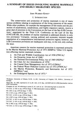 Summary of Issues Involving Marine Mammals and Highly Migratory