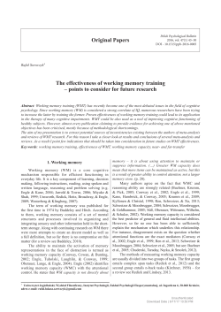 The effectiveness of working memory training&ndash;points to consider for