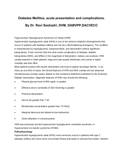 Diabetes Mellitus, acute presentation and complications. By Dr. Ravi