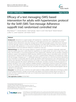Efficacy of a text messaging (SMS) based intervention for adults with