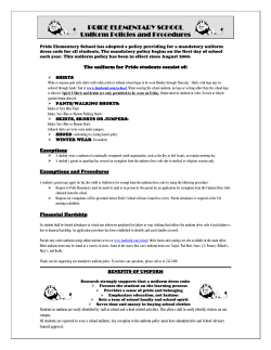 PRIDE ELEMENTARY SCHOOL Uniform Policies and Procedures