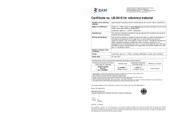 Certificate no. U9-0416 for reference material - Sigma