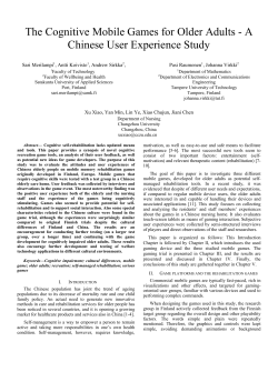 The Cognitive Mobile Games for Older Adults