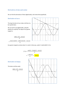 Derivatives of sine and cosine Derivative of cos x Derivative of sin(x)