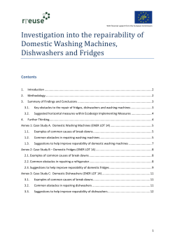 Investigation into the repairability of Domestic Washing Machines
