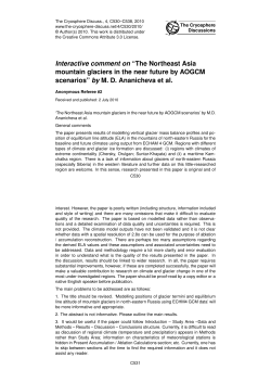 Interactive comment on “The Northeast Asia mountain glaciers in the
