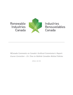 Course Correction &ndash; It`s Time to Rethink Canadian Biofuel Policies
