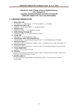 US06ICH01/US06CICV01 Synthesis of dye Dr. N. K. Patel 1