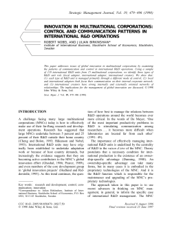 innovation in multinational corporations: control