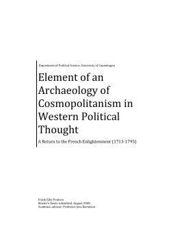 Element of an archaeology of cosmopolitanism in Western political
