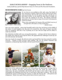 SARA`S SCHOLARSHIP ~ Engaging Teens in the