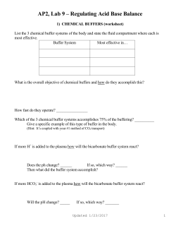 AP2, Lab 9 &ndash; Regulating Acid Base Balance