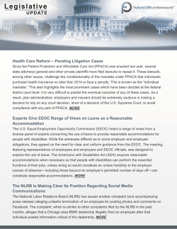 Health Care Reform &ndash; Pending Litigation Cases Experts Give EEOC