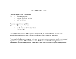 SYLLABLE STRUCTURE Words as sequences of morphemes