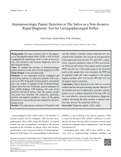 Immunoserologic Pepsin Detection in The Saliva as a Non