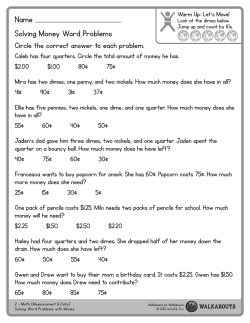 Name Solving Money Word Problems