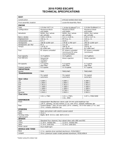2016 Ford Escape Tech Specs