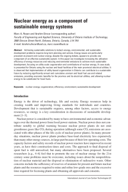 Nuclear energy as a component of sustainable energy systems