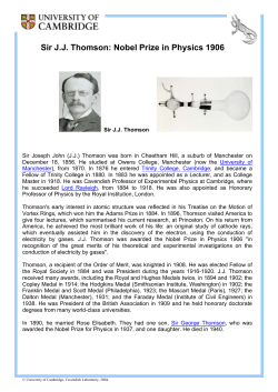 Sir JJ Thomson: Nobel Prize in Physics 1906