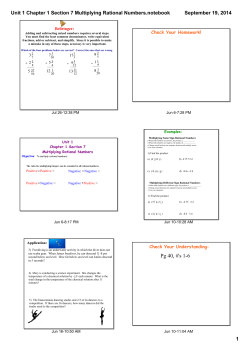 Unit 1 Chapter 1 Section 7 Multiplying Rational Numbers.notebook