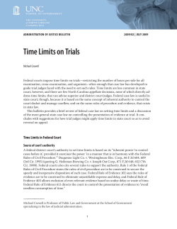 Time Limits on Trials - School of Government Bookstore