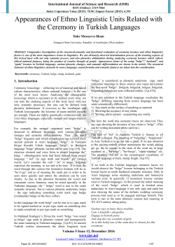 Appearances of Ethno Linguistic Units Related with the Ceremony in