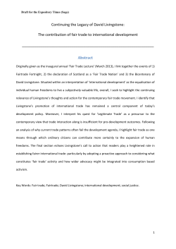 Continuing the Legacy of David Livingstone