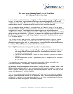 The Importance of Inmate Classification in Small Jails