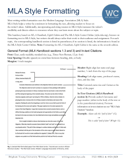 MLA Style Formatting - BYU Writing Center