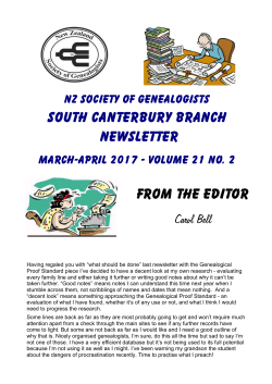 Apr - NZ Society of Genealogists