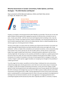 Minority Government in Canada: Conventions, Public Opinion, and