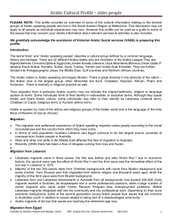 Cultural Profile for Arabic seniors