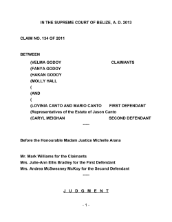 Supreme Court Claim No 134 of 2011 &ndash; Velma