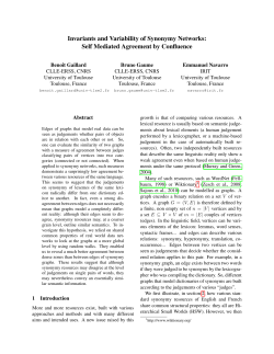 Invariants and Variability of Synonymy Networks: Self - CLLE-ERSS